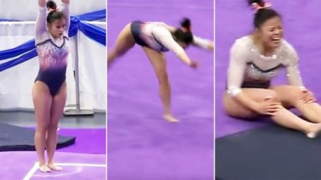 Гимнастка сломала ноги после неудачного приземления на выступлении